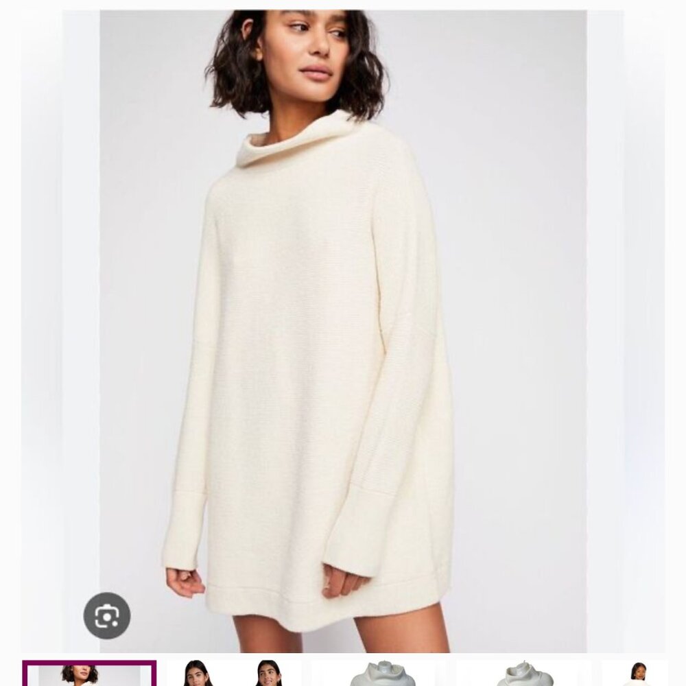 Free People Ottoman Slouchy Tunic Sweater in Cream, Fits Sizes XS to Large